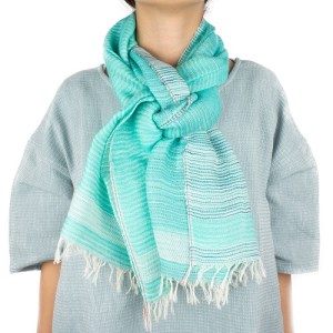 【播州織ダブルフェイスコットンストール】TURQUOISE   44-15
