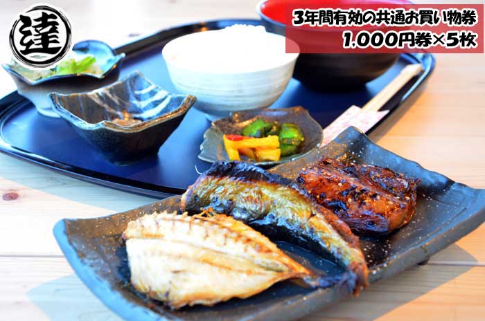 【ふるさと納税】伊豆・伊東 丸達水産で使える3年間有効の共通お買い物券(1,000円券×5枚)