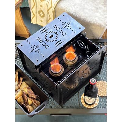 ふるさと納税 高松市 3WAY焚火BOXオルテガ柄スタンダードセット(五徳M×2,S×2付属)+　グリル鉄板S4.5ミリ厚