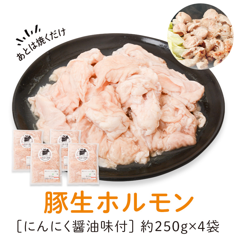 【P79005】 豚生ホルモンにんにく醤油味付(計1kg・250g×4) _イメージ1