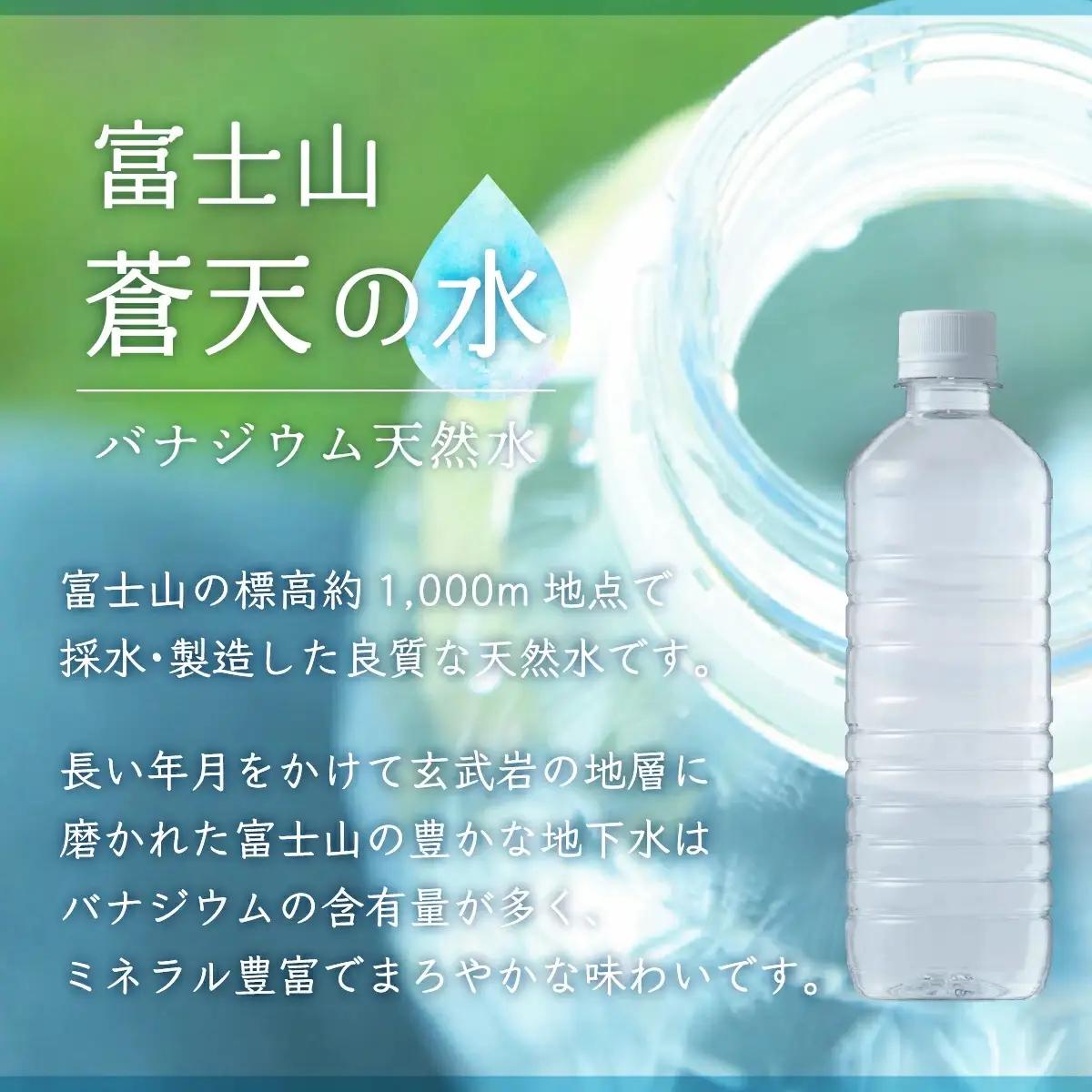【6カ月定期便】＜ラベルレス＞富士山蒼天の水 500ml×48本（2ケース） ふるさと納税 天然水 ミネラルウォーター ラベルレス 水 お水 鉱水 山梨県 山中湖村 送料無料 YC006