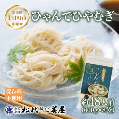 ふるさと納税 十日町市 ひゃんでひやむぎ(600g×8袋)約48人前 松代そば善屋 新潟県十日町市