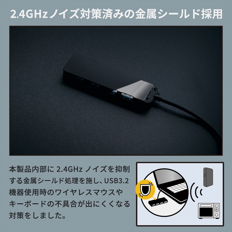 Owltech(オウルテック) 1つのType-Cポートで複数の周辺機器が使える USB3.2 Gen1 Type-A×4 ノイズ対策済み Type-C USBハブ OWL-UCHU3A4-SI シル