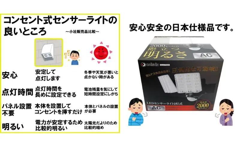 大進 LEDセンサーライト2灯式 DLA-7T200 防犯ライト 100V 防雨 屋外 人感センサー 4939736902158