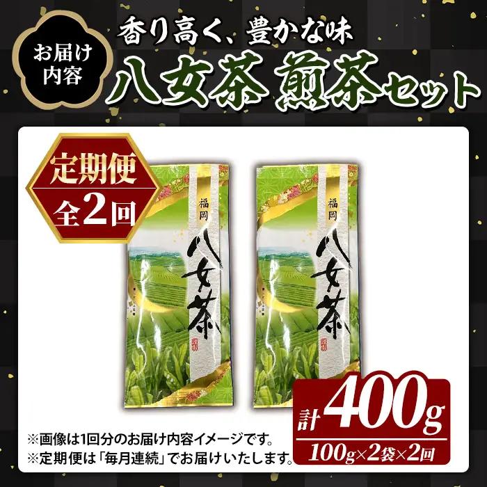 ≪定期便・全2回≫八女茶 煎茶 セット (100g×2袋×毎月連続2回) 茶 お茶 八女茶 煎茶 パック 福岡県産 定期便 頒布会 【木村食品】as46-061