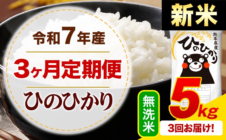 
            【3ヶ月定期便】新米 令和7年産 無洗米 ひのひかり 定期便 5kg《1月から出荷開始》令和6年産 熊本県産 ふるさと納税 精米 ひの 米 こめ ふるさとのうぜい ヒノヒカリ コメ お米
          