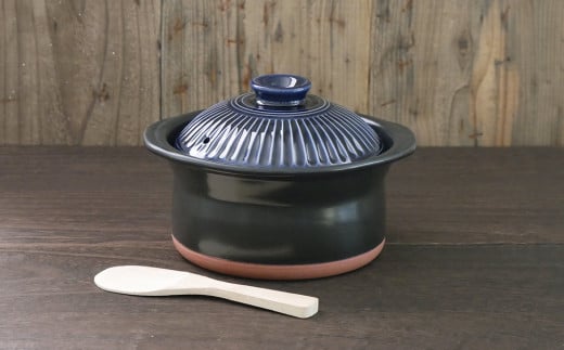 【萬古焼（ばんこやき）】セラミック加工IHごはん鍋２合炊　菊花瑠璃釉