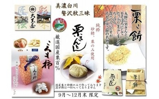 
                  贅沢秋三昧セット 和菓子 栗きんとん 栗こ餅 【9月上旬から配送 季節限定】白川町 / 白川菓匠 大黒屋 [AWAA002]
                