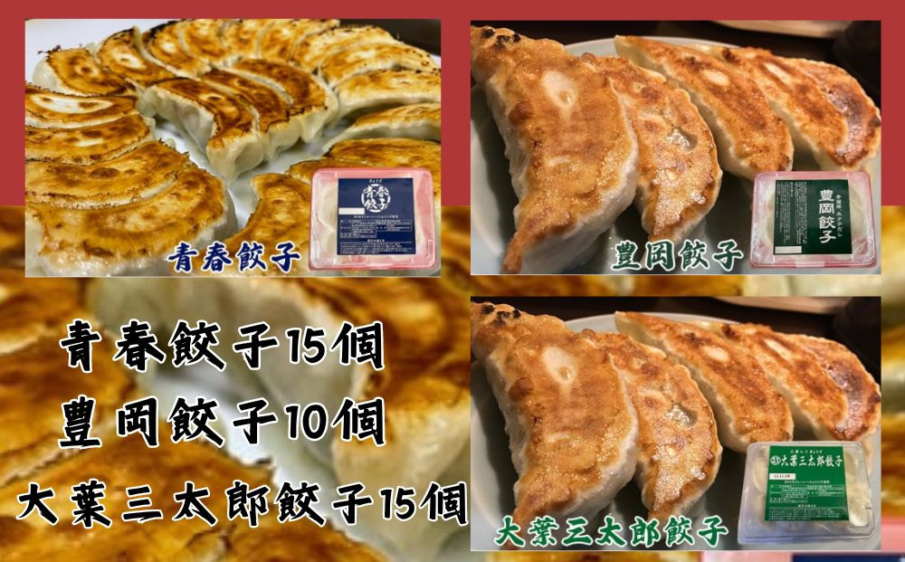 
餃子専門店青春餃子 餃子食べ比べセット 3種40個（青春餃子15個、豊岡餃子10個、大葉三太郎餃子15個）
