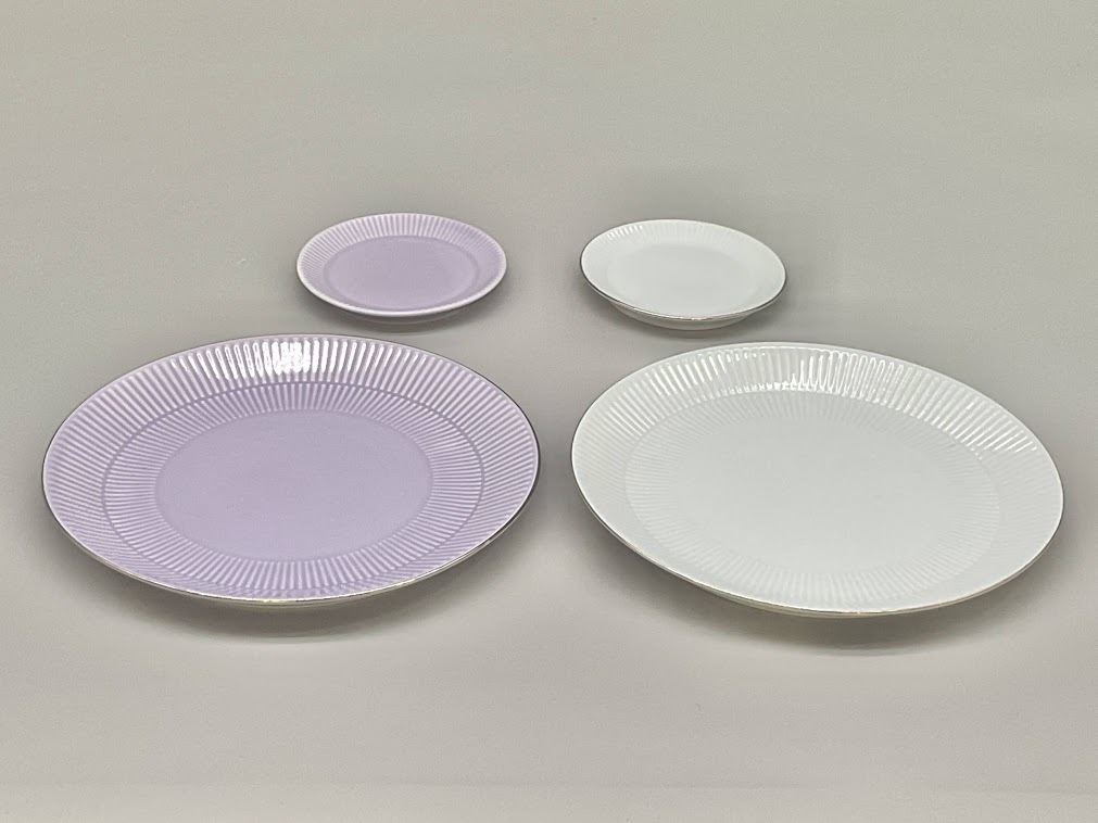 EmmAパープル・白磁20cm皿＋10cm小皿セット 033-H1457