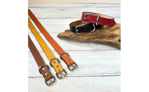 選べるサイズの 本革 犬 ・ 猫用 首輪 ( 15㎜幅 ) 小型 / 中型 / 大型 【ドラーロ】 Lサイズ 茶色