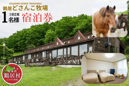 鶴居村 鶴居どさんこ牧場　1泊(2食付) 1名様 （宿泊 宿 2食付き 馬 ウマ うま どさんこ 釧路の隣 釧路空港 から近い 北海道 観光 トラベル ホテル 旅行 宿泊 アクティビティ ふるさと納税 ふるなび  ）