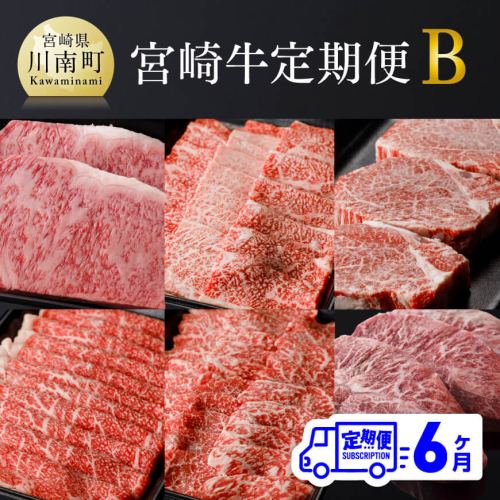 【定期便】宮崎牛６ヶ月定期便Ｂ【肉 牛肉 国産 黒毛和牛 肉質等級4等級以上 4等級 5等級 ミヤチク ステーキ 焼肉 全６回 定期便 】