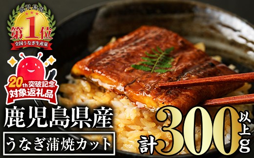 無投薬！鹿児島県産うなぎ蒲焼カット(計300g以上・約50g×6枚) タレ・山椒付き カット鰻 鰻 カット【西日本養鰻】A734-v01