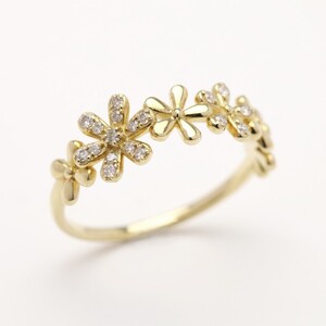 ダイヤモンド リング フラワーモチーフ k18 イエローゴールド 2505jcr9873k18