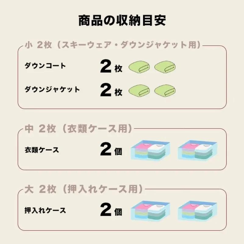 収納 衣類圧縮袋 大サイズ 2枚入り×1箱 セット 押入れケース用 日本製