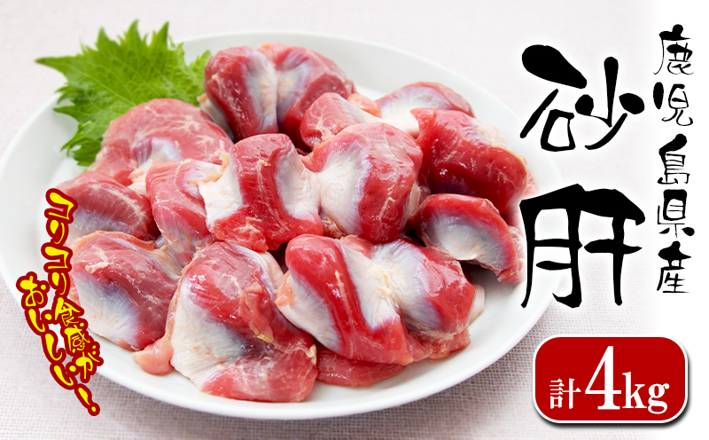 A1-2164／鹿児島県産 砂肝 4kg (1kg×4袋)