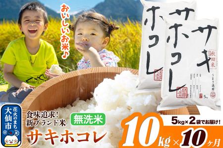 米《定期便10ヶ月》サキホコレ【無洗米】米どころ 秋田県産 令和7年産 10kg（5kg×2袋）大仙市