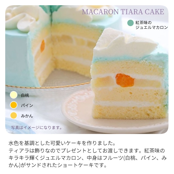 水色マカロンティアラケーキ