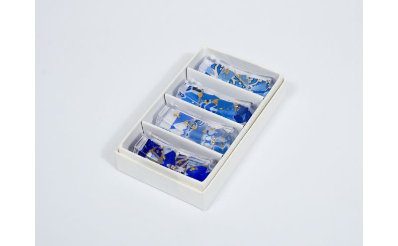 九谷焼のかけらを再生した箸置き HASHI STAND 4点セット (08 青系)