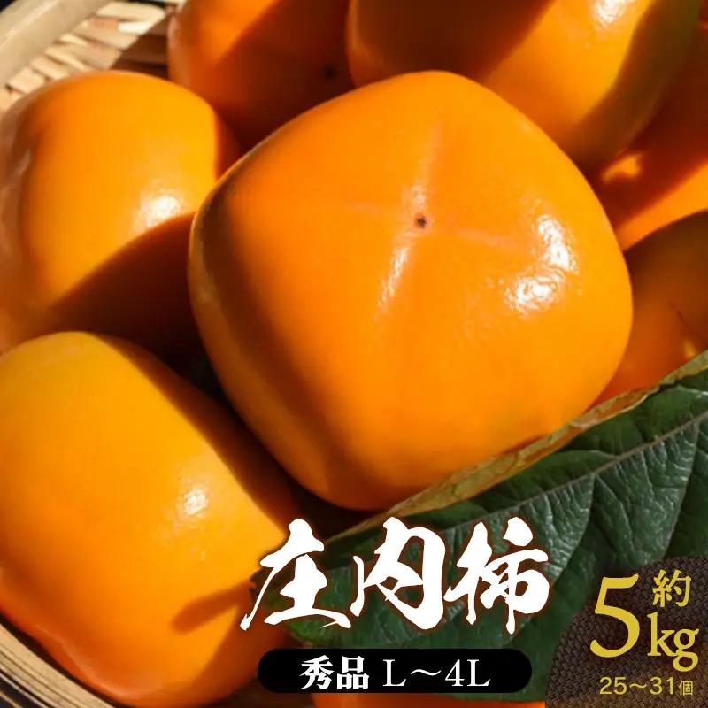 【令和8年産先行予約】 庄内柿 (L～4Lサイズ) 秀品 約5kg (25～31個) 山形県鶴岡市産　株式会社 元青果