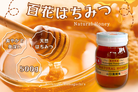 信州特産！！「国産純粋　天然 百花はちみつ」500ｇ｜ハチミツ 蜂蜜  [YY-102-2] 