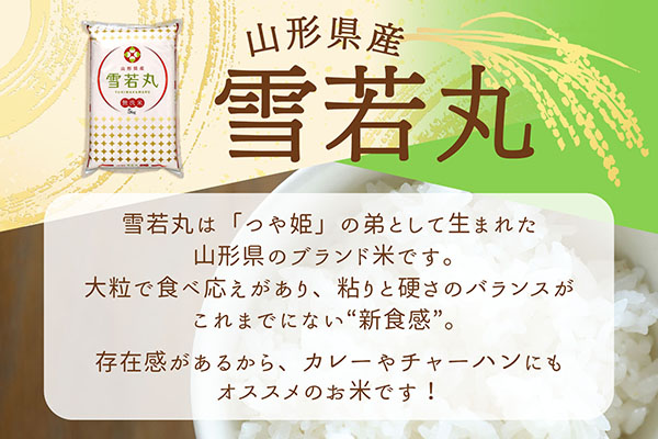 ＜11月中旬発送＞山形米6か月定期便！雪若丸無洗米 10kg（入金期限：2025.10.25） 11月中旬発送 10kg(5kg×2袋)