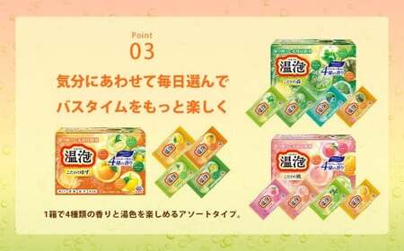  温泡 ONPO 発泡入浴剤 こだわりゆず 炭酸湯 4種アソート 12箱[ アース製薬 入浴剤 風呂 大容量 ]