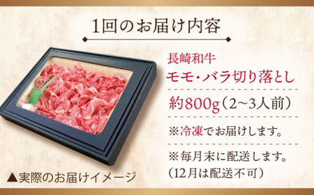 【全12回定期便】長崎和牛切り落とし 計9.6kg (約800g×12回)【ながさき西海農業協同組合】[QAK045]