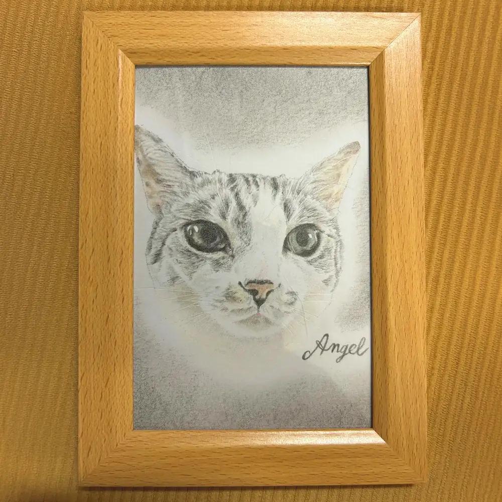 【うちの子似顔絵オーダーメイド】似顔絵の原画とピンバッジ4個セット　195P7801