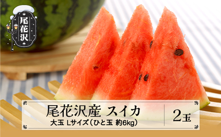 尾花沢産スイカ　Lサイズ(約6～7kg)×2玉　7月下旬～8月中旬頃発送　令和4年産　観光物産　