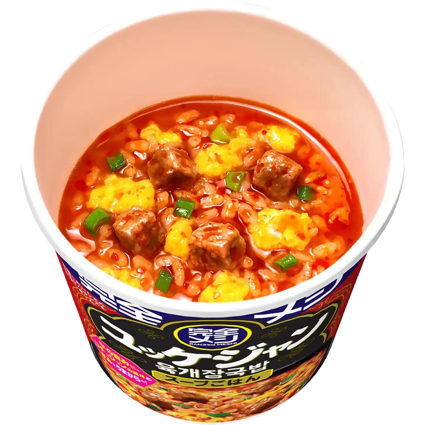 【6回定期便】完全メシ 旨辛メシ ユッケジャン 2ケース 計12食 / 完全飯 韓国風 常温 保存 カップ飯 非常食 保存食 備蓄 まとめ買い / 栗東市 / 日清食品株式会社[BIBI041]