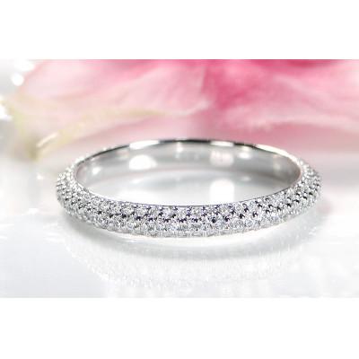ふるさと納税 昭和町 Pt950 ダイヤモンド パヴェ フルエタニティ リング 【0.6ct】　11号 |  | 01