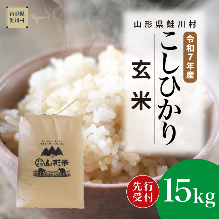 ＜令和7年産米先行受付＞ 鮭川村産 こしひかり 【玄米】 15kg （15kg×1袋） 配送時期指定できます！