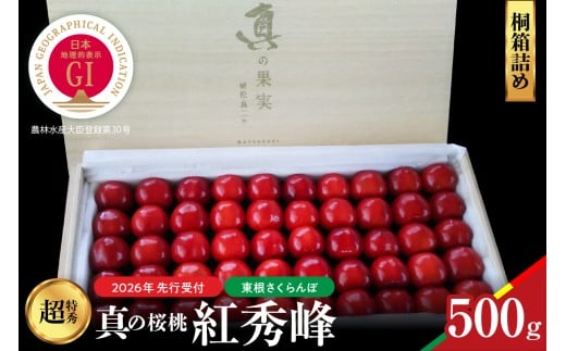 【2026年産　先行予約】真の桜桃 紅秀峰　桐箱詰め500g 山形県 東根市　hi062-054