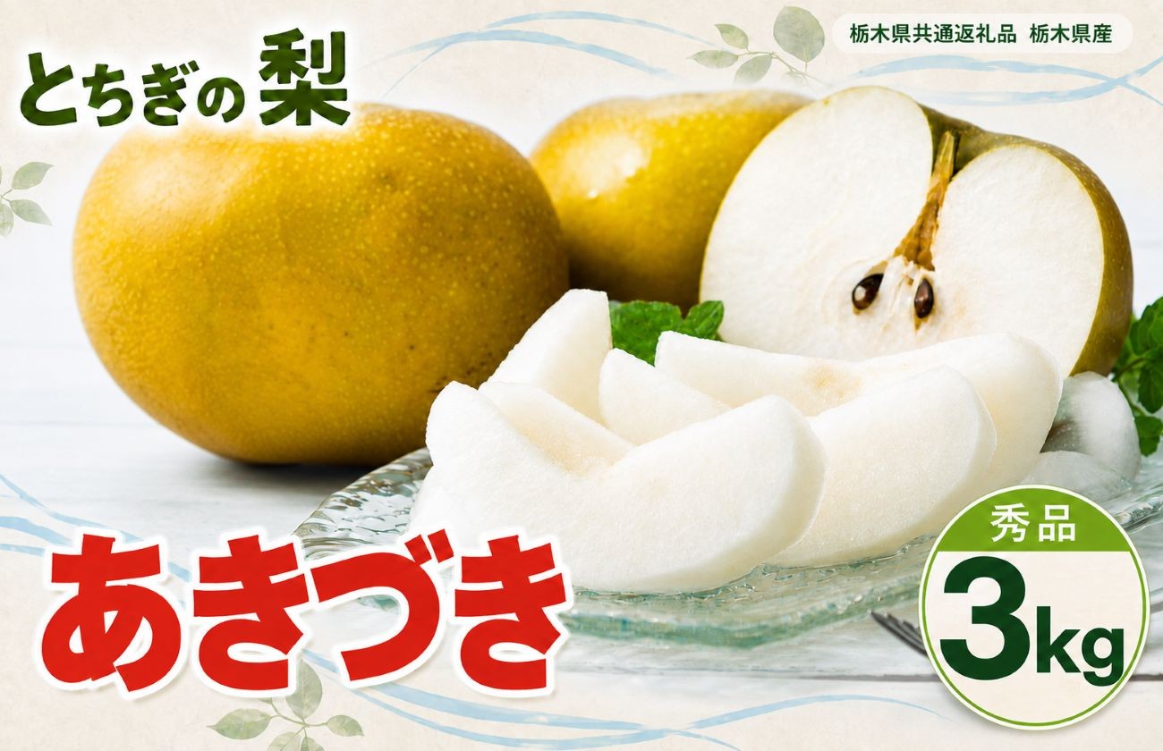
                  梨 なし あきづき 秀品 3kg 【栃木県共通返礼品】栃木県産｜果物 フルーツ おいしい お取り寄せ 栃木県 下野市
                