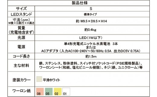 LEDスタンドタイプ　製品仕様