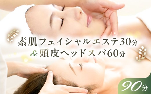 素肌フェイシャルエステ30分&頭皮ヘッドスパ60分 ns047-009 【チケット エステ 美容 リンパエステ 天然成分ジェル 利用券】