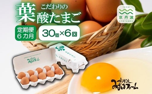 【6回定期便】葉酸たまごの定期便 たまご30個セット 6カ月 【 卵 定期便 たまご 新鮮卵 たまごセット  卵定期便  京丹波町 たまご定期便 】 ※北海道・東北・沖縄・その他離島は配送不可 [034MF001]