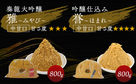 （H） 味噌 無添加 信州味噌 こだわり セット いろいろな味を楽しみたい方へ 大吟醸みそ 含む 800g × 4種 みそ 詰め合わせ 米みそ ミソ 信州みそ 調味料 国産原料 手造り味噌 長野県 長
