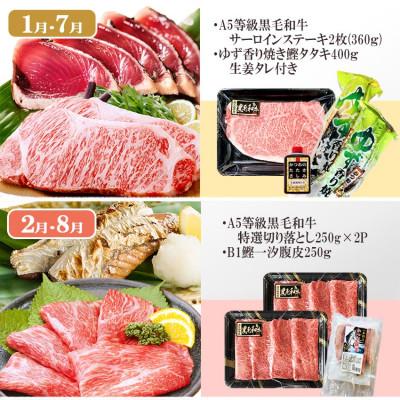 ふるさと納税 枕崎市 定期便(6回)枕崎お楽しみ便(黒毛和牛・まぐろ・かつおetc) GG-0046 |  | 01