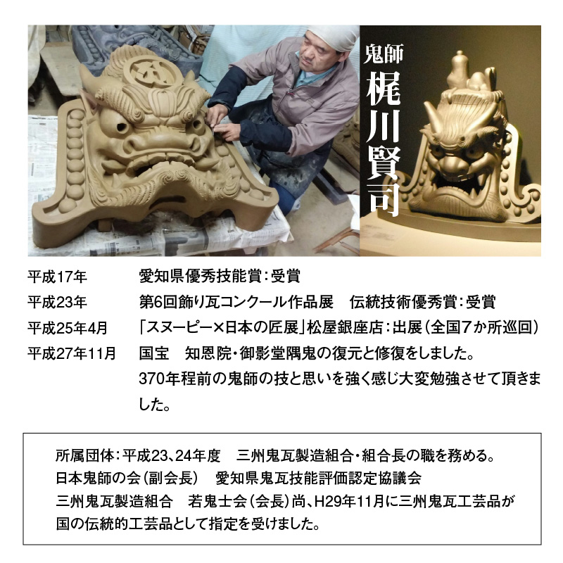 鬼師が作る 虎の干支瓦 飾り瓦　H064-034