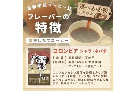 【栽培期間中農薬不使用】自家焙煎コーヒー豆 コロンビア シエラネバダ 500g（250g×2） 約50杯分 小分け　豆・粉 選べる