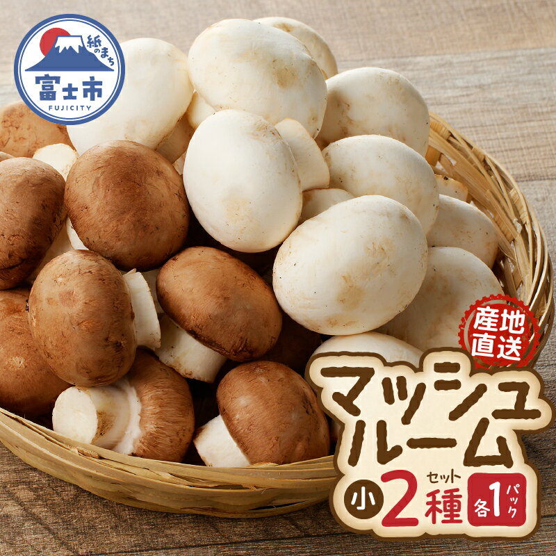 【ふるさと納税】 マッシュルーム 産地直送 長谷川農産 小×2パック セット 新鮮 2種 ホワイト ブラウン 最新栽培技術 無農薬 無漂白 生でも食べられる ビタミン たんぱく質 きのこ キノコ 静岡県 富士市 野菜 [sf002-351]