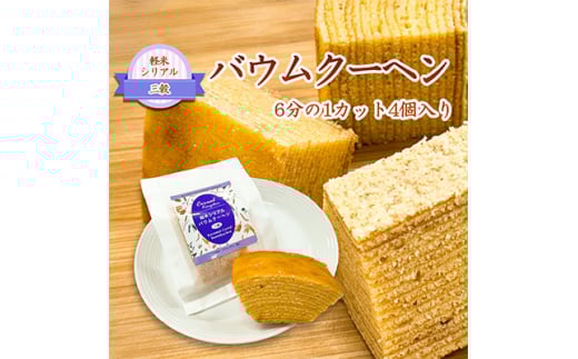 ＜軽米町産雑穀使用＞軽米シリアルバウムクーヘン(三穀)　6分の1カット4個入【1101946】