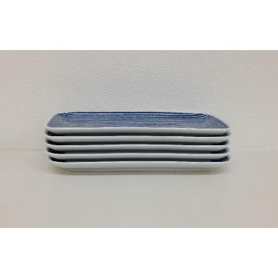 ふるさと納税 長崎県 【波佐見焼】23.5×12cm長角皿5枚組藍染駒筋【西海陶器】5　32570 |  | 02