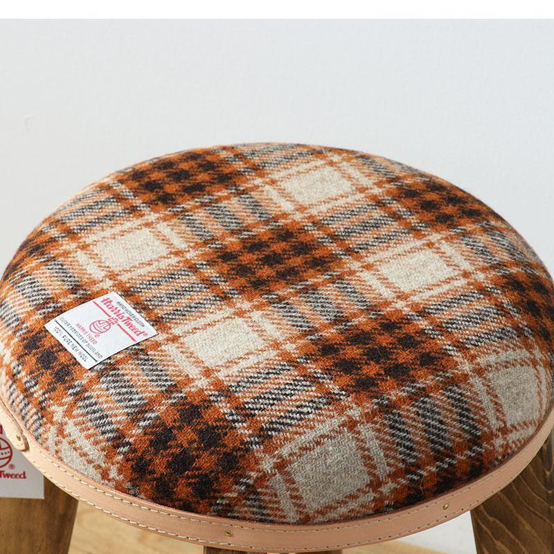 まぁるいスツール【ライトブラウン＆ブラウンチェック】 子供 椅子イスキッズ HARRIS TWEED（ハリスツイード）家具 Z096VC02_イメージ3