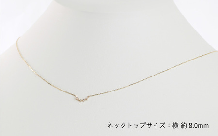 大人気！ダイヤモンド5粒のカーブが可愛いネックレス　K10ダイヤモンドネックレス　K10-01-07