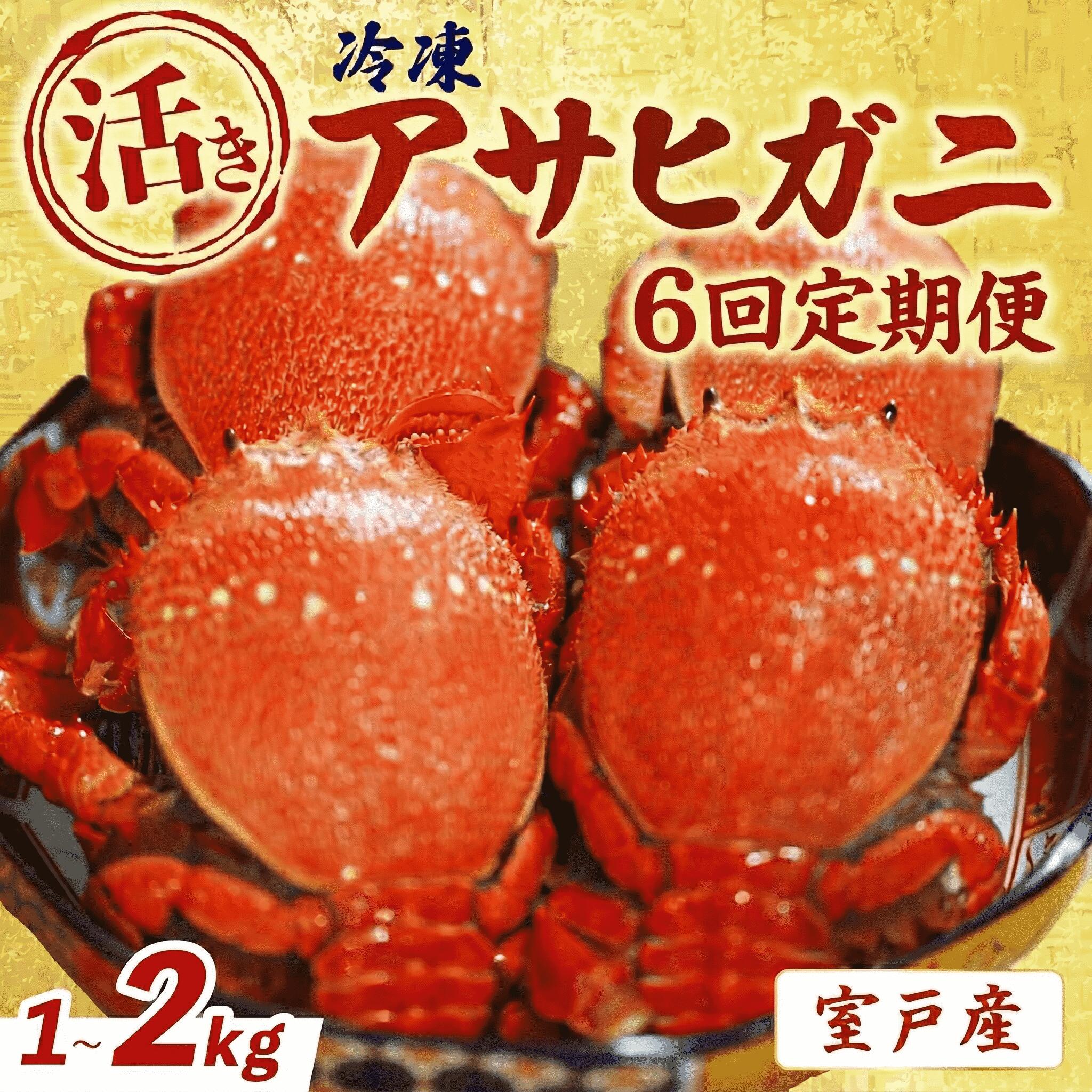 【ふるさと納税】【 活冷凍 アサヒガニ 1～2kg 6回定期便 】朝日蟹 蟹 かに カニ ガニ がに 生 活 冷凍 セット 詰め合わせ パスタ 味噌汁 焼ガニ 魚介類 海鮮 海の幸 産地直送 産直 旬 晩御飯 夕食 おかず 酒の肴 贅沢 自宅用 家庭用 お取り寄せ 美阿丸 高知県 室戸市