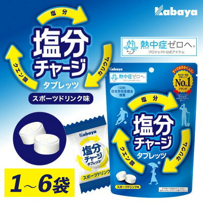 【ふるさと納税】 ＜内容量が選べる！＞ カバヤ 塩分 チャージ タブレッツ (1袋～6袋) スポーツ ドリンク 味 カバヤ食品 ラムネ 熱中症対策 塩分補給 夏バテ防止 飴 あめ タブレット 【サンクスラボ株式会社】【ho1641】【ho1642】【ho1643】